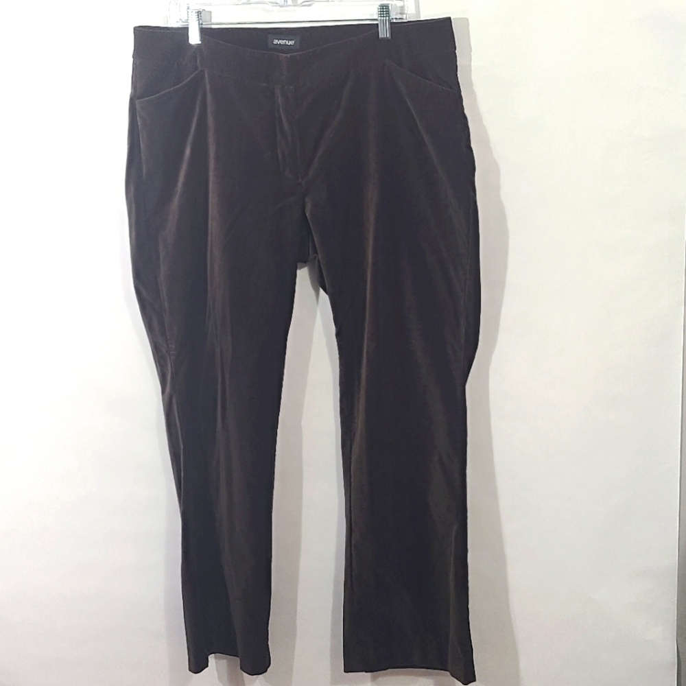 Avenue Women's Size 14 Brown Dress Pants Velour NWT Office Career